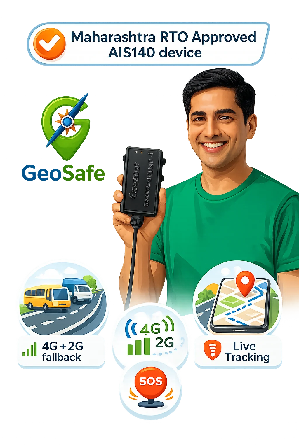 Maharashtra RTO Approved AIS140 GPS Device